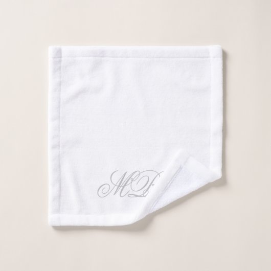 Monogram Elegant Gray Initials White Badhandtuch Set (Waschlappen)