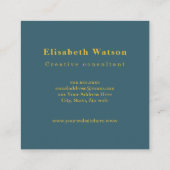 Monogram Elegant Green Blue Beruflich Quadratische Visitenkarte (Rückseite)