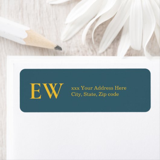 Monogram Elegant Green Blue Golden Yellow Address (Insitu)