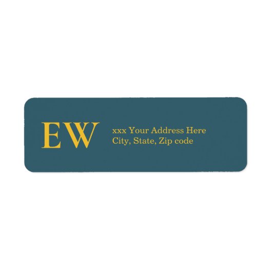 Monogram Elegant Green Blue Golden Yellow Address (Vorne)