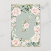 Monogram Elegant Green Floral Rose Letter J Dankeskarte (Vorderseite)