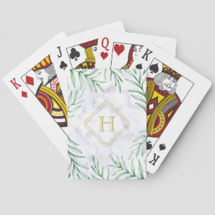 Monogram Elegant Greenerity Wasserfarbe Blätter Ma Spielkarten