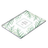 Monogram Elegant Greenerity Watercolor Blätter Notizblock (Linke Seite)