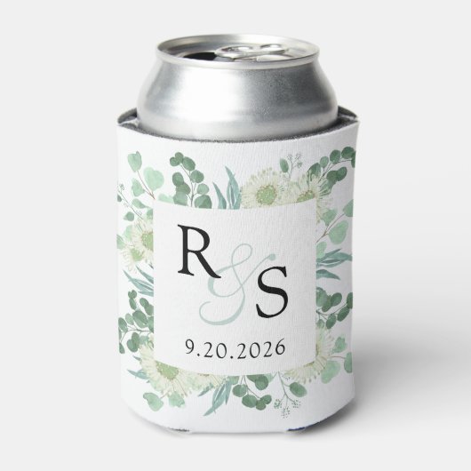 Monogram Elegant Greenerity Wedding Dosenkühler (Kanne Vorderseite)