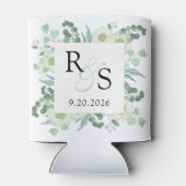 Monogram Elegant Greenerity Wedding Dosenkühler (Rückseite)
