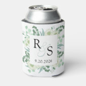 Monogram Elegant Greenerity Wedding Dosenkühler (Kanne Rückseite)