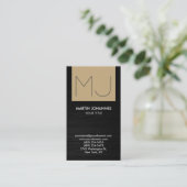 Monogram Elegant Grey Wood Beige Business Card Visitenkarte (Stehend Vorderseite)