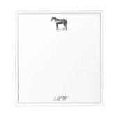 Monogram Elegant Horse Equestrian Custom Initials Notizblock (Vorderseite)