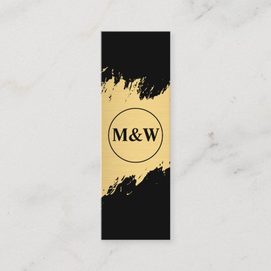 Monogram Elegant Imitate Gold Grunge Mini Visitenkarte (Vorderseite)
