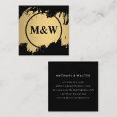 Monogram Elegant Imitate Gold Grunge Quadratische Visitenkarte (Vorne/Hinten)