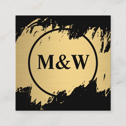 Monogram Elegant Imitate Gold Grunge Quadratische Visitenkarte (Vorderseite)