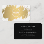 Monogram Elegant Imitate Gold Grunge Visitenkarte (Vorne/Hinten)