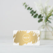 Monogram Elegant Imitate Gold Grunge Visitenkarte (Stehend Vorderseite)