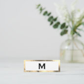 Monogram Elegant Imitats Golden Border Mini Visitenkarte (Stehend Vorderseite)
