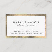 Monogram Elegant Imitats Golden Border Visitenkarte (Rückseite)