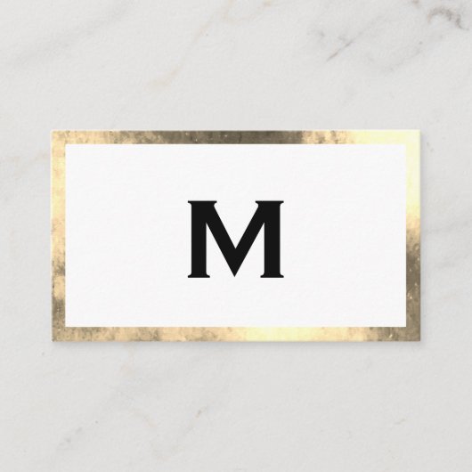 Monogram Elegant Imitats Golden Border Visitenkarte (Vorderseite)