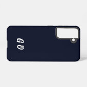Monogram Elegant Initial Dark Blue Phone Case Samsung Galaxy Hülle (Rückseite (Horizontal))