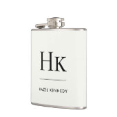 Monogram Elegant Ivory Personalized Bachelorette Flachmann (Links)