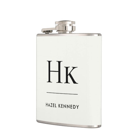 Monogram Elegant Ivory Personalized Bachelorette Flachmann (Links)