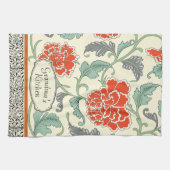 Monogram elegant klassisch Vintag floral Natural Geschirrtuch (Horizontal)