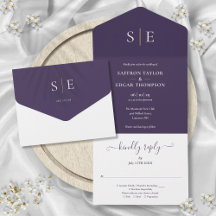 Monogram Elegant Lila und Gold Wedding