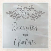 Monogram Elegant lilac Mother-of-Pearl Wedding Glasuntersetzer (Vorderseite)