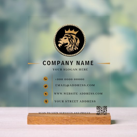 Monogram Elegant Lion Logo Acrylschild (Neutral)