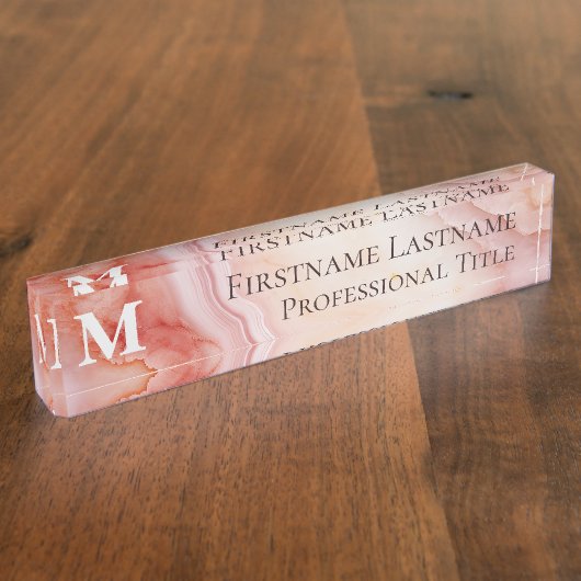 Monogram Elegant Marble Namensplakette (Seite)