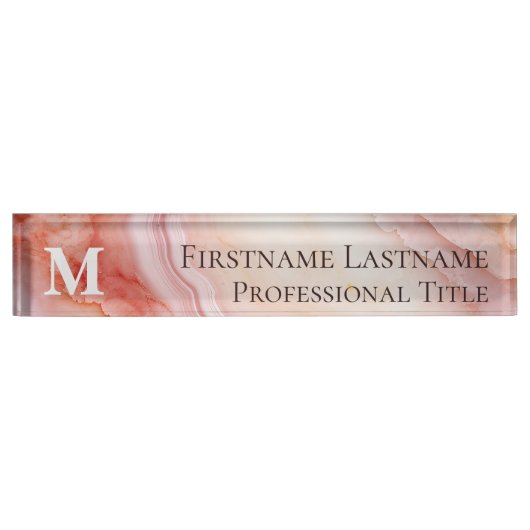 Monogram Elegant Marble Namensplakette (Vorderseite)
