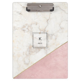 Monogram Elegant Marmor Minimalistische Rose Gold Klemmbrett