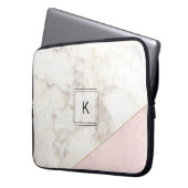 Monogram Elegant Marmor Minimalistische Rose Gold Laptopschutzhülle (Vorderseite Links)