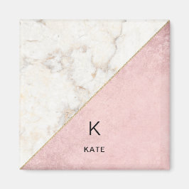 Monogram Elegant Marmor Minimalistische Rose Gold Magnet