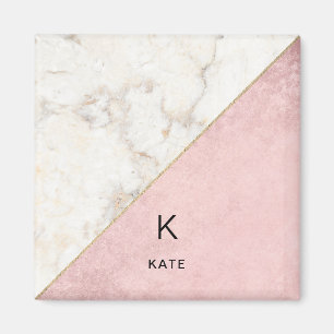 Monogram Elegant Marmor Minimalistische Rose Gold Magnet