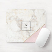 Monogram Elegant Marmor Minimalistische Rose Gold Mousepad (Mit Mouse)