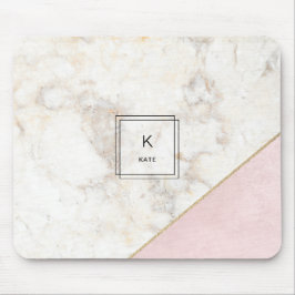 Monogram Elegant Marmor Minimalistische Rose Gold Mousepad