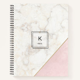 Monogram Elegant Marmor Minimalistische Rose Gold Notizblock