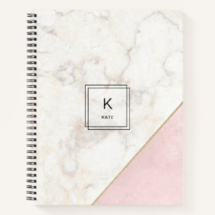 Monogram Elegant Marmor Minimalistische Rose Gold Notizblock