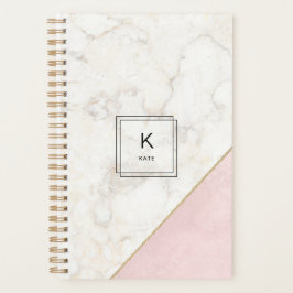 Monogram Elegant Marmor Minimalistische Rose Gold Planer