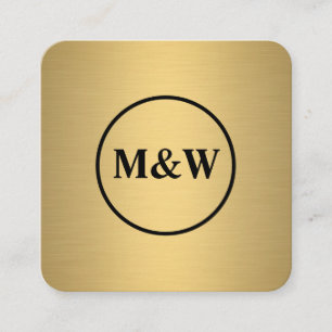 Monogram Elegant Metallic Imitats Gold Quadratische Visitenkarte