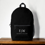 Monogram Elegant Minimal Black Bedruckter Rucksack<br><div class="desc">Aktualisieren Sie Ihren Alltagsstil mit dem Monogram Elegant Minimal Black Printed Rucksack. Dieser elegante Rucksack zeichnet sich durch ein elegantes, schlaues, grünes Design aus, das sich durch eine elegante Monografie auszeichnet, die mit Ihren Initialen individuell gestaltet werden kann. Es ist aus langlebigen Materialien gefertigt und bietet geräumige Fächer, einen gepolsterten...</div>