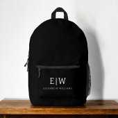 Monogram Elegant Minimal Black Bedruckter Rucksack