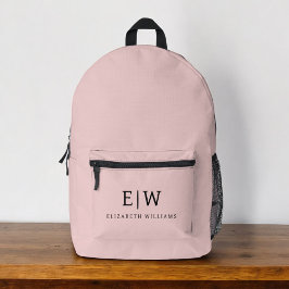 Monogram Elegant Minimal Blush Pink Bedruckter Rucksack