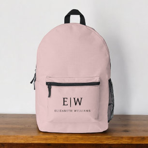 Monogram Elegant Minimal Blush Pink Bedruckter Rucksack