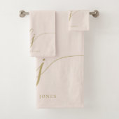 Monogram Elegant Minimal Blush Pink Gold Chic Bath Badhandtuch Set (Insitu)