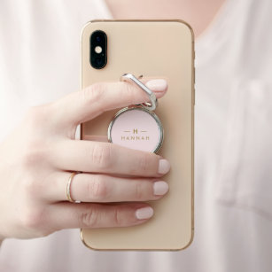 Monogram Elegant Minimal Blush Pink und Gold Handy Ring