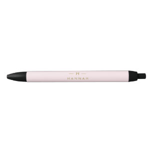 Monogram Elegant Minimal Blush Pink und Gold Kugelschreiber