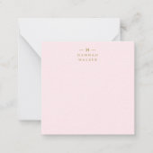Monogram Elegant Minimal Blush Pink und Gold Mitteilungskarte (Vorderseite)