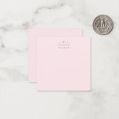 Monogram Elegant Minimal Blush Pink und Gold Mitteilungskarte (Vorderseite/Rückseite Beispiel)