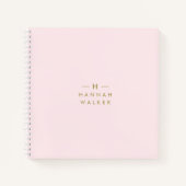 Monogram Elegant Minimal Blush Pink und Gold Notizblock (Vorderseite)
