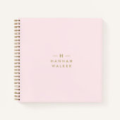 Monogram Elegant Minimal Blush Pink und Gold Notizblock (Vorderseite)
